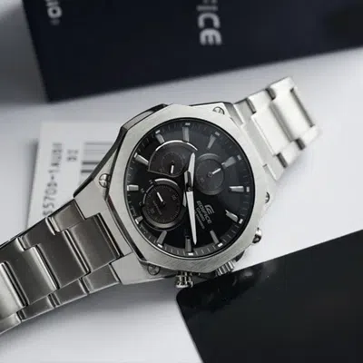 Casio Edifice Solar Powered Quartz Waterproof Sapphire Crystal Mens Silver Analog