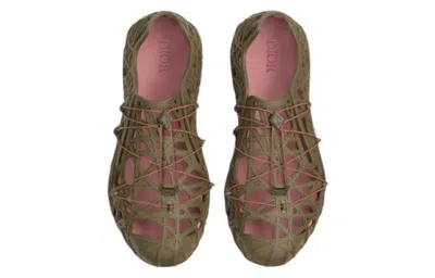 Dior Warp Sandal Khaki Cosmo Rubber In Brown