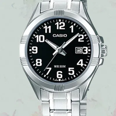 Casio Quartz Waterproof Black Analog In Metallic