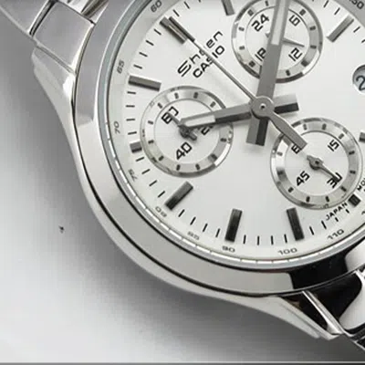 Casio Sheenseries Business Es Silver White Analog In Metallic