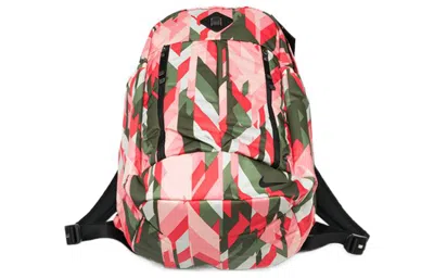 Nike Splicing Colorblock Sports Outdoor Schoolbag Backpack Pink / Military Green / Red In Multi