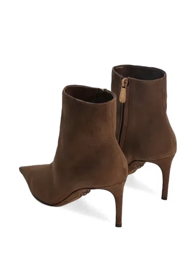 Dolce & Gabbana Devotion Suede Ankle Boots In Brown