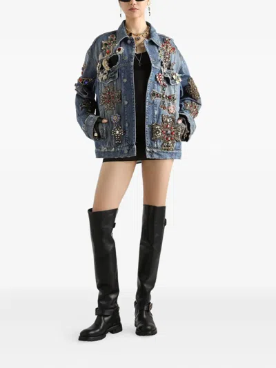 Dolce & Gabbana Embellished Denim Jacket In Multi