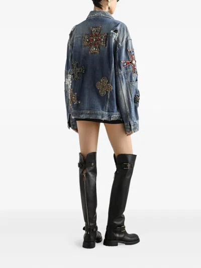 Dolce & Gabbana Embellished Denim Jacket In Multi