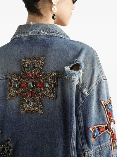 Dolce & Gabbana Embellished Denim Jacket In Multi