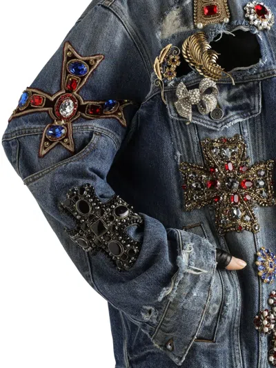 Dolce & Gabbana Embellished Denim Jacket In Multi