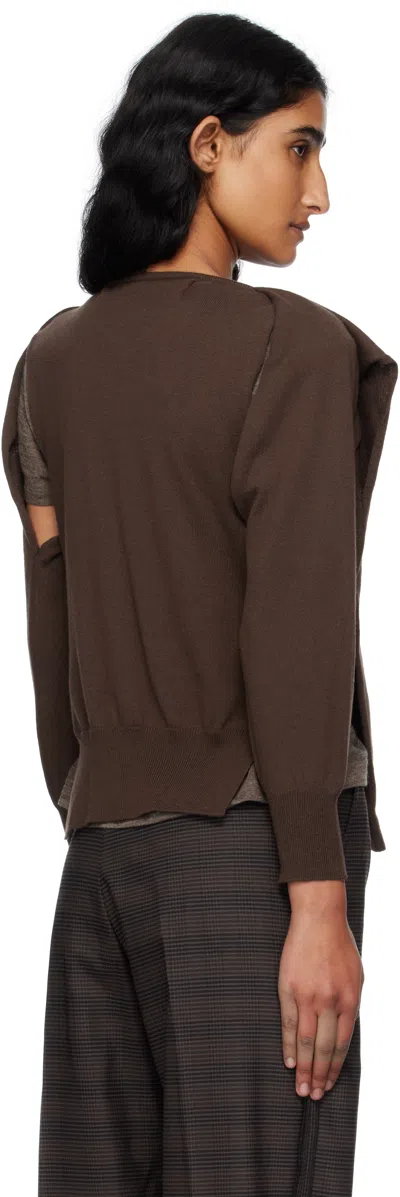 Open Yy Sleeve Layered Cardigan In Brown