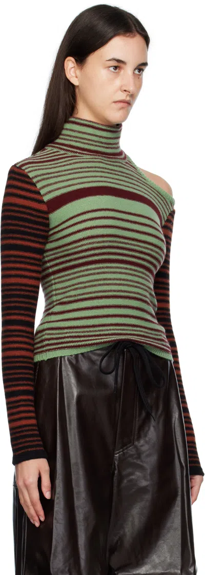 Andersson Bell Elodie Multi-striped Cutout Turtleneck In Brown