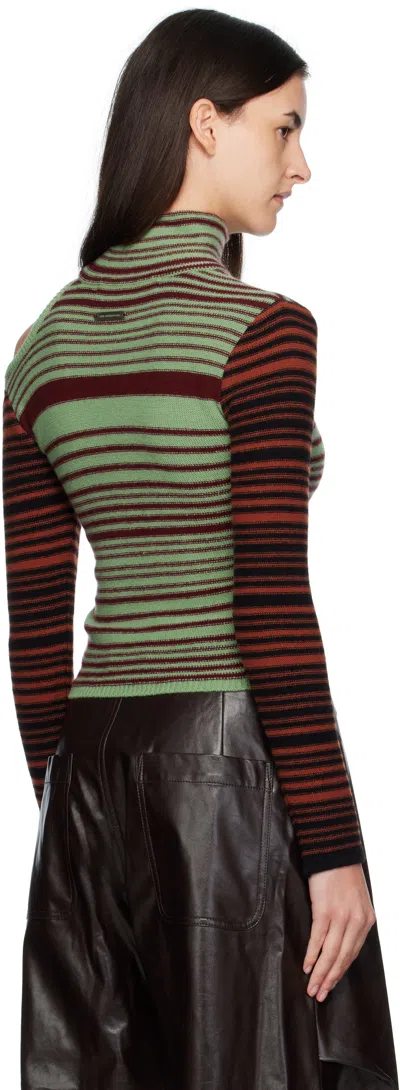 Andersson Bell Elodie Multi-striped Cutout Turtleneck In Brown