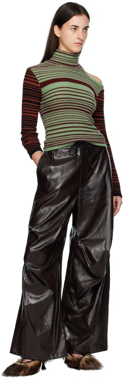 Andersson Bell Elodie Multi-striped Cutout Turtleneck In Brown