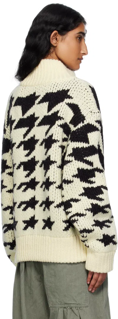 Open Yy Off-white & Black Hound's Tooth Star Cowichan Cardigan In Multi