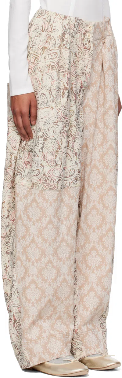 Open Yy Beige Paisley Full Gather Trousers In Multi