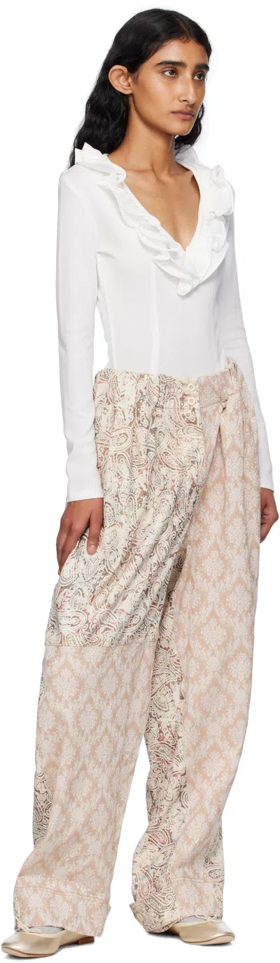 Open Yy Beige Paisley Full Gather Trousers In Multi