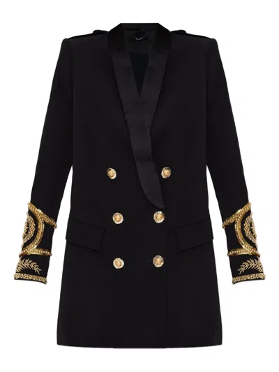 Balmain Embellished Double-breasted Dress In Black