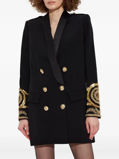 Balmain Embellished Double-breasted Dress In Black