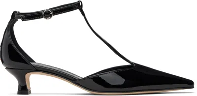 Aeyde Liz Patent Leather T-strap Pumps In Black