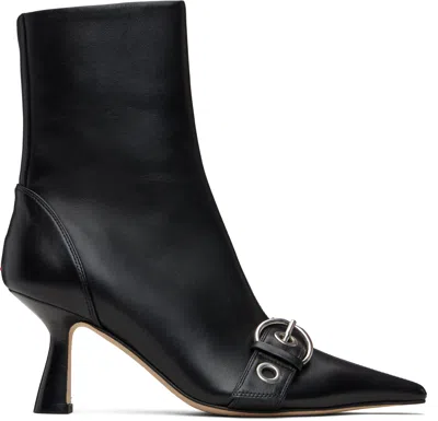 Aeyde 75mm Buckle-detail Pointed-toe Boots In Gray