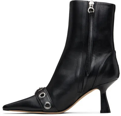 Aeyde 75mm Buckle-detail Pointed-toe Boots In Gray