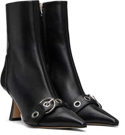 Aeyde 75mm Buckle-detail Pointed-toe Boots In Gray