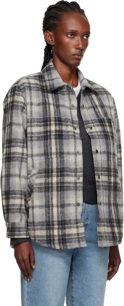 Dunst Gray Quilted Check Flannel Overshirt In Gray