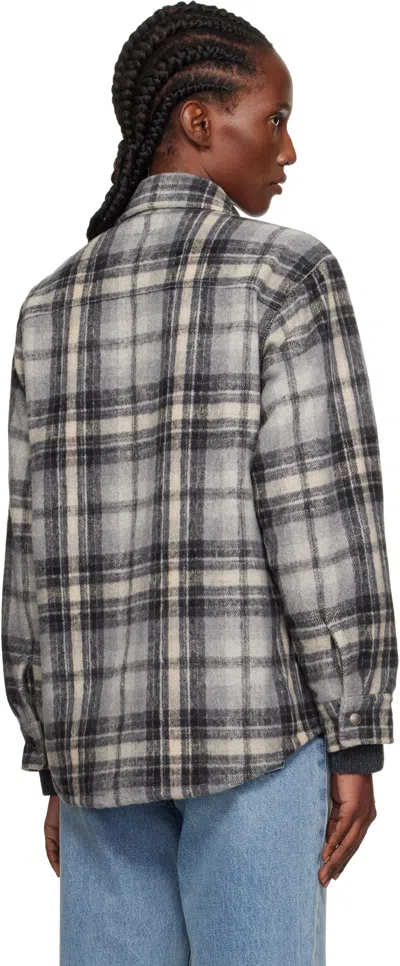 Dunst Gray Quilted Check Flannel Overshirt In Gray