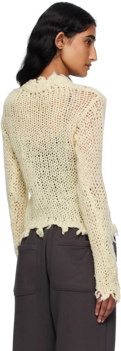 Open Yy Beige Distressed Crop Knit Sweater In Nude