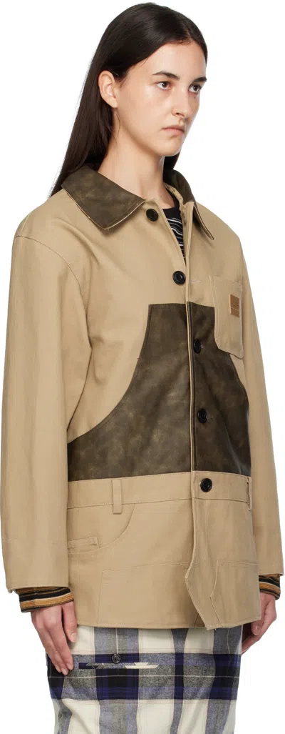 Andersson Bell Beige Carpenter Shorts Inserted Coat In Brown