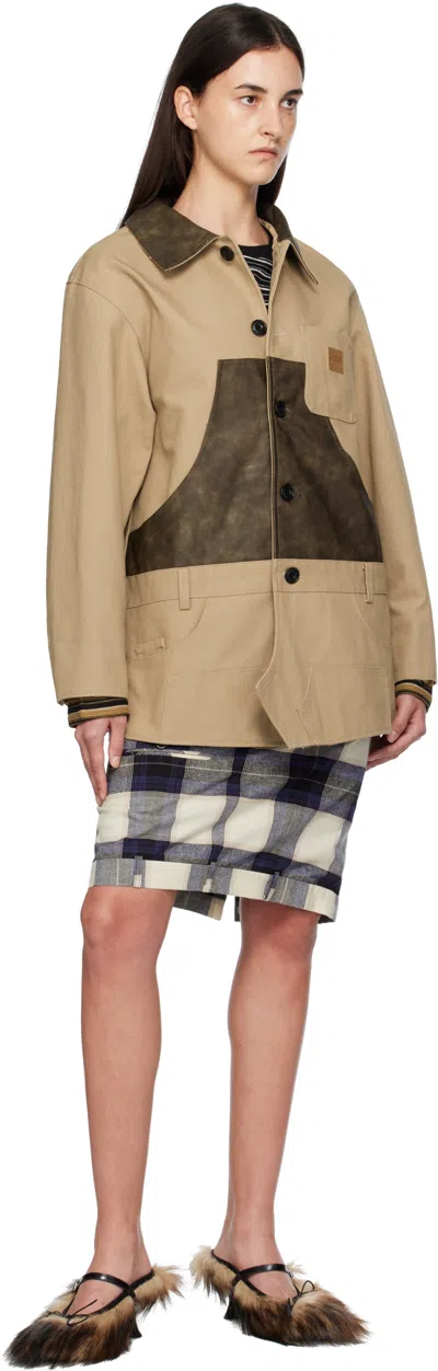Andersson Bell Beige Carpenter Shorts Inserted Coat In Brown