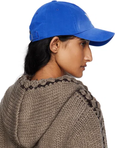 Open Yy Logo Cotton Cap In Blue