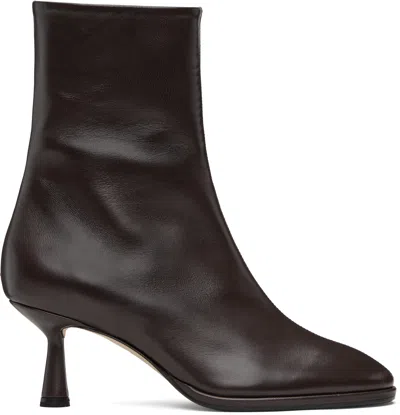Aeyde 65mm Dorothy Leather Ankle Boots In Brown