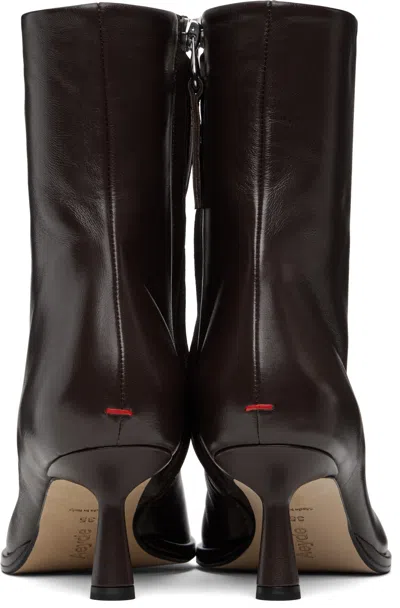 Aeyde 65mm Dorothy Leather Ankle Boots In Brown