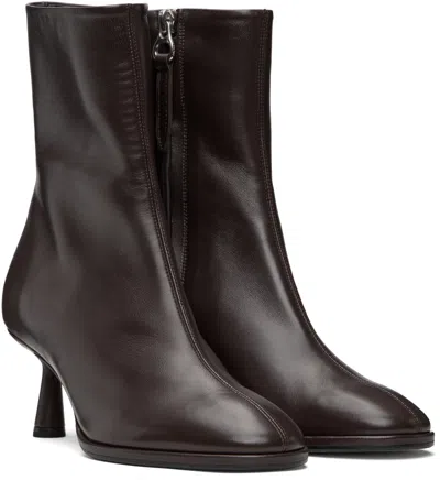 Aeyde 65mm Dorothy Leather Ankle Boots In Brown