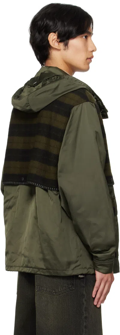 Andersson Bell Khaki Check Layered Jacket In Green