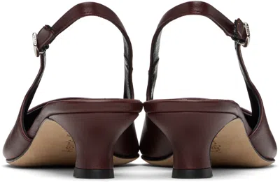 Aeyde Buckle Detail Kitten Heel Pointed Toe Pumps In Burgundy