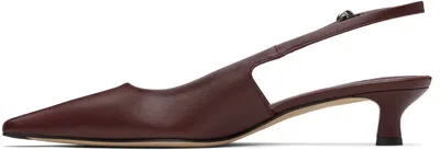 Aeyde Buckle Detail Kitten Heel Pointed Toe Pumps In Burgundy