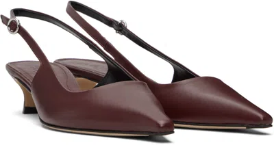 Aeyde Buckle Detail Kitten Heel Pointed Toe Pumps In Burgundy