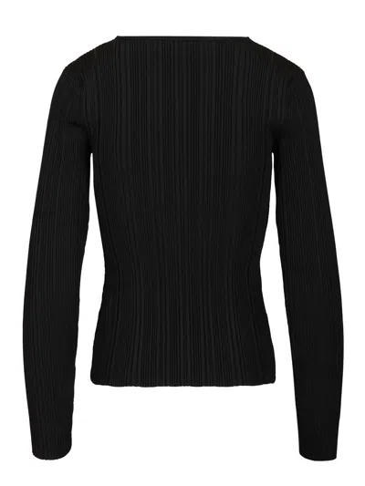 Self-portrait Black Lace Trim Knit Top Tops Black In Multi