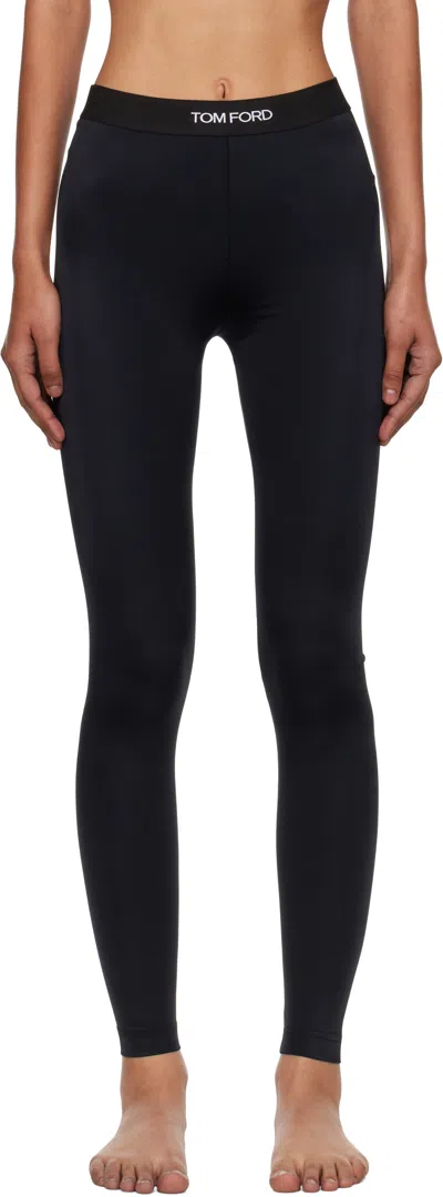 Tom Ford Black Logo-waistband Tights In Burgundy