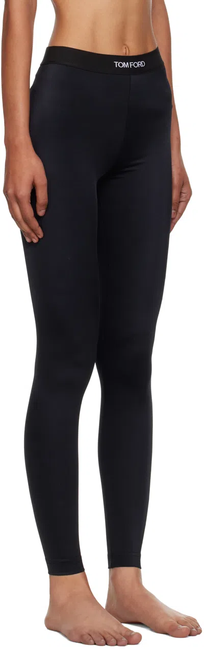 Tom Ford Black Logo-waistband Tights In Burgundy