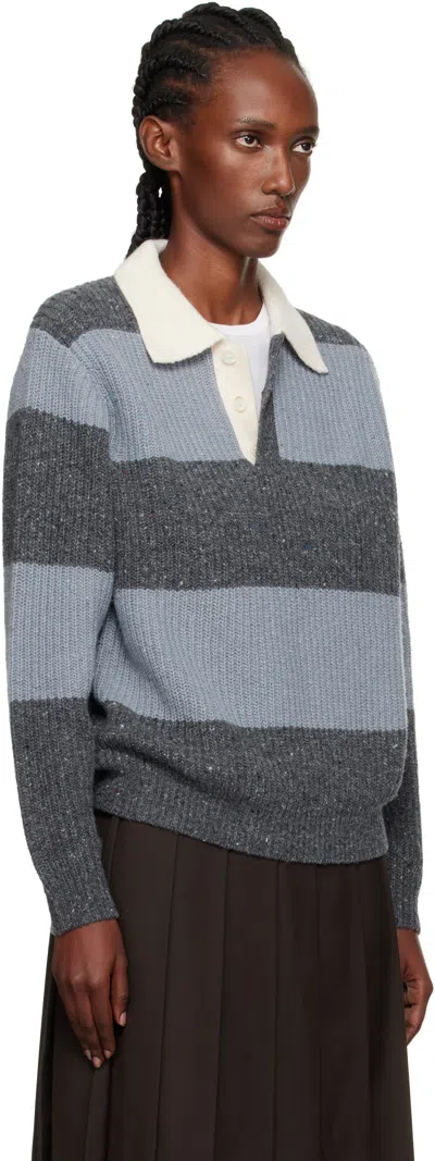 Dunst Striped Polo Knitwear In Blue