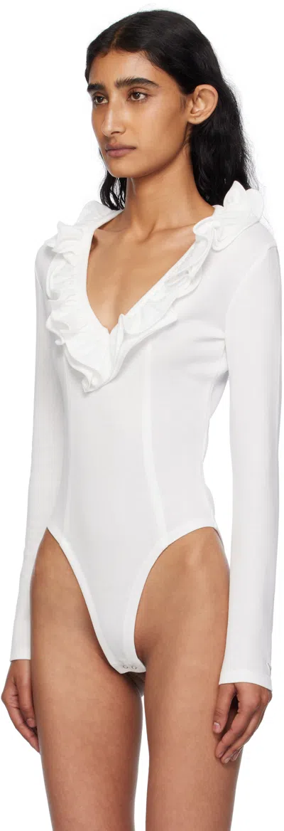 Open Yy Ruffled Bodysuit In White