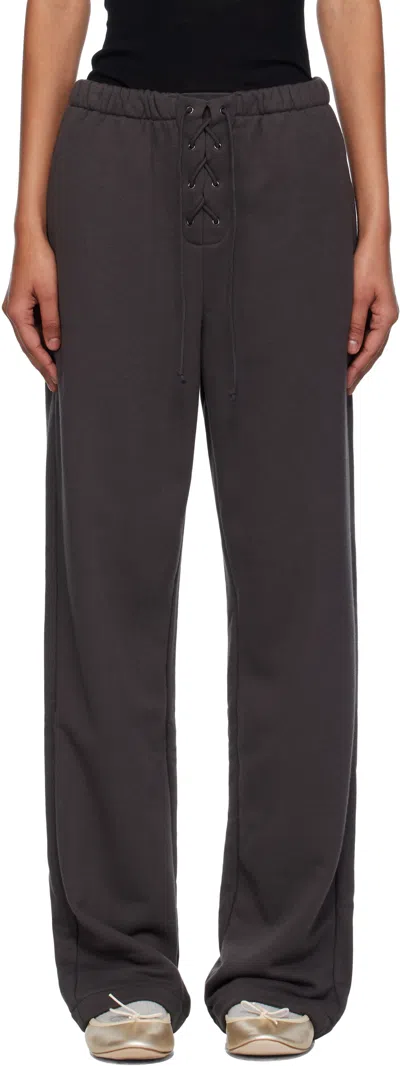 Open Yy Lace-up Drawstring Track Pants In Gray
