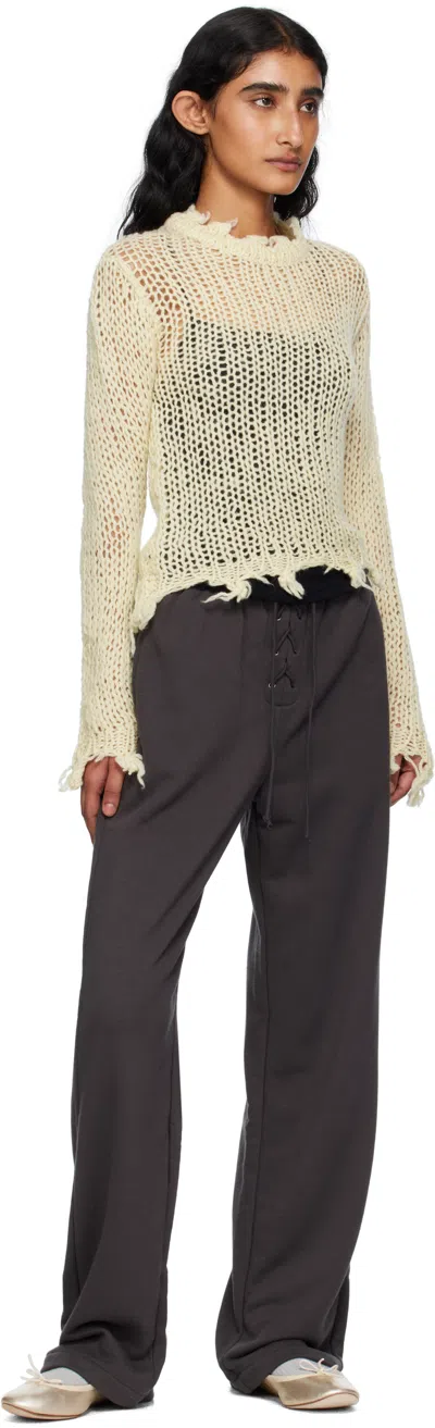 Open Yy Lace-up Drawstring Track Pants In Gray