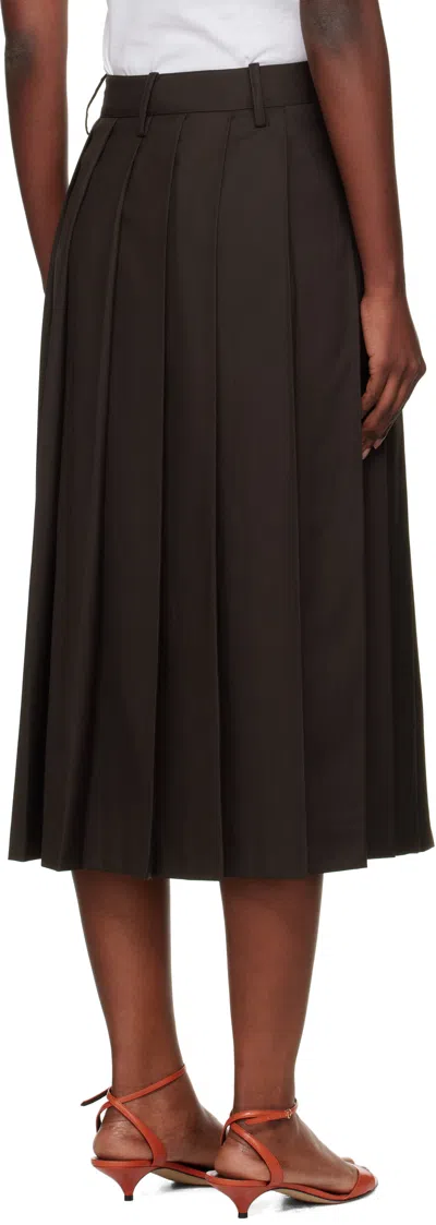 Dunst Pleated Midi Skirt In Brown