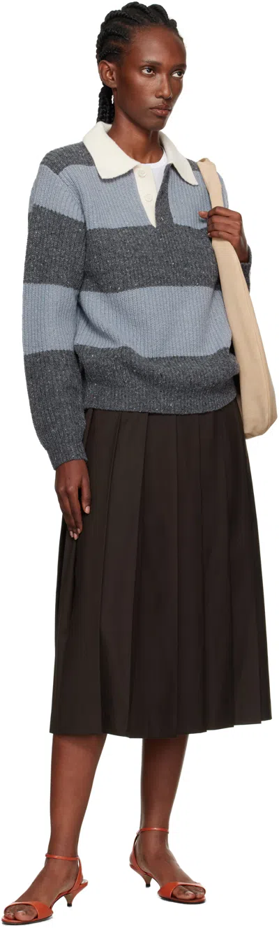 Dunst Pleated Midi Skirt In Brown