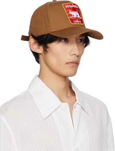 Dsquared2 Brown Cap With Embroidered Logo Patch In Brown