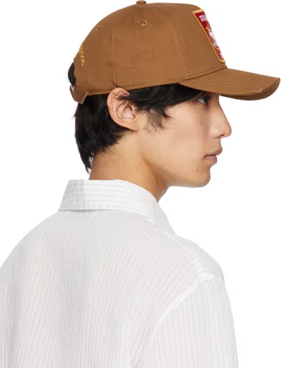 Dsquared2 Brown Cap With Embroidered Logo Patch In Brown