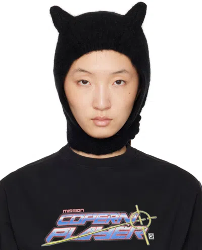 Coperni Knitted Horn Beanie In Black
