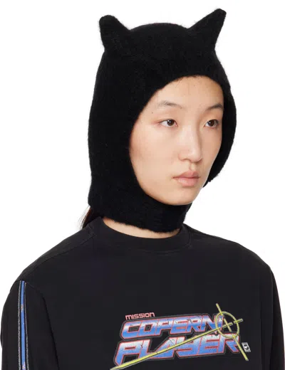 Coperni Knitted Horn Beanie In Black