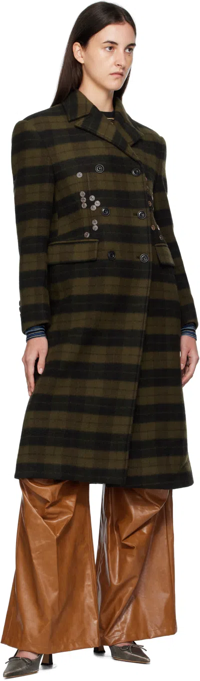 Andersson Bell Khaki Lacie Check Buttons Coat In Brown